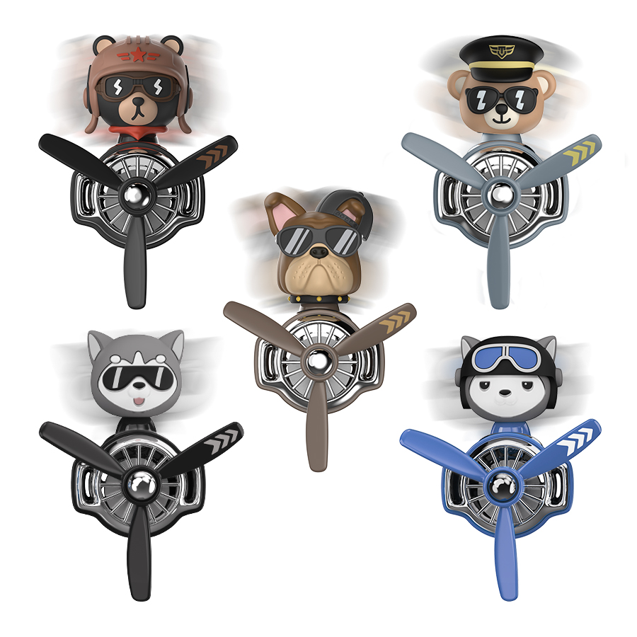 Perfume Aroma Fragrance - Head shaking rotating pilot bulldog bear